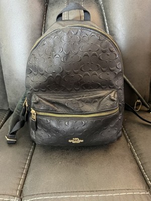 Coach Charlie Backpack in Black Signature Embossed Leather | eBay Coach Charlie Backpack in Black Signature Embossed Leather | eBay