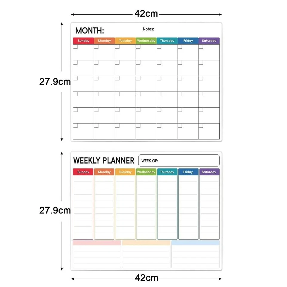 Whiteboard Surface Magnetic Calendar Weekly Planner  For Fridge - Image 2 of 4
