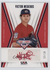 2019 Panini USA Baseball Stars & Stripes Red Ink /10 Victor Mederos #17U-VM Auto