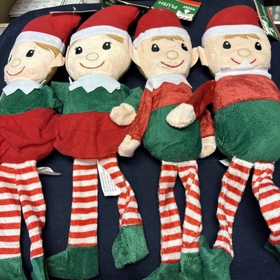Lot Of 4 Christmas Elves Two Girl Two Boy Plush Dolls 12''   New