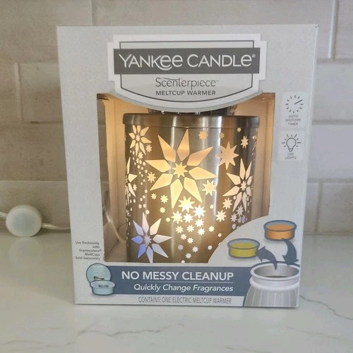 Yankee Candle Silver Snowflake Scenterpiece Easy Melt Cup Warmer w/Timer Lights