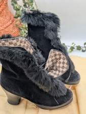 Vintage 30s-50s Gaytees Carriage Boots Velveteen Fur Trimmed Overboot Motor Sz 6