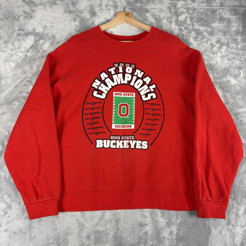 VTG Ohio State Buckeyes Sweatshirt Mens Large OSU 2002 Football Champions Red