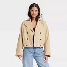 Women's Trench Coat - Universal Thread Tan S: Heavyweight Twill,