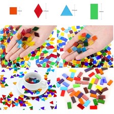 1100 Pcs Glass Mosaic Tiles for Crafts, Transparent Mix