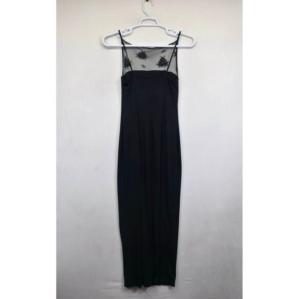 Maxi Vestido Sin Mangas Y2K XOXO Para Mujer M Negro Floral Encaje Capricho Noche Cóctel Foto 3 de 4