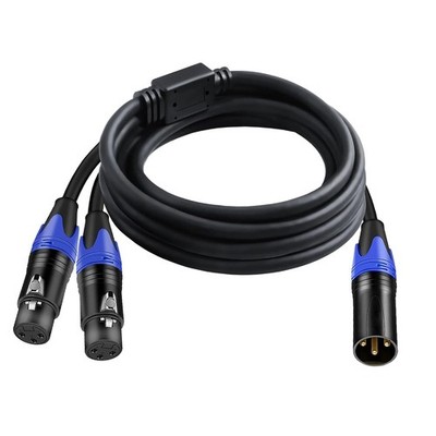 1 Male to 2 Female XLR Y Splitter Micrphone Cable, (10 ft-1Pack) 3pin XLR Male t