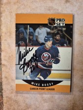 Mike Bossy Auto 1990 Pro Set NHL Career Point Leader #650 New York Islanders
