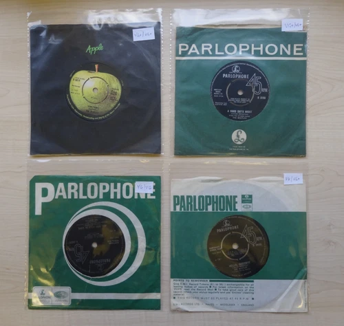 JOB LOT BEATLES 7" vinyl UK singles VG /VG+ and 7 Parlophone sleeves G+/VG+