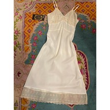 vintage 1950s satin slip pastel embroidery xs 50s lingerie boudoir maisel pin up