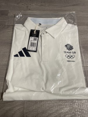Paris 2024 Olympia Adidas Team GB Athlete Issue Poloshirt Herren Medium Brandneu