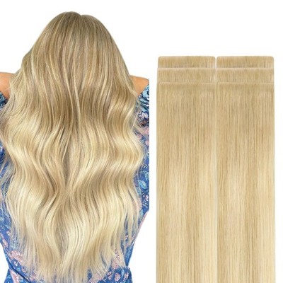 GOO GOO Invisi Edge Tape in Hair Extensions Human Hair 18AT60A Pearl Ash Blonde