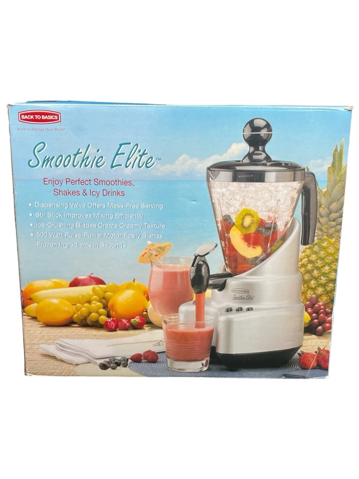 Back To Basics Smoothie Elite Blender 500 Watt Pulse Power SE2000 New