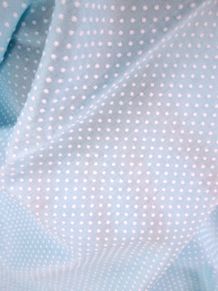 Винтажная светло-голубая флокированная белая ткань Swiss Dot ширина 2,5 ярда 44 дюйма одежда для кукол - Изображение 4 из 4