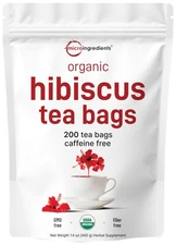Organic Hibiscus Tea Bags, 200 Count | Premium Source from Hibiscus Flowers |...