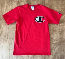 Champion Vintage 90's Heritage Tee T Shirt Big C Logo Red Mens Medium M