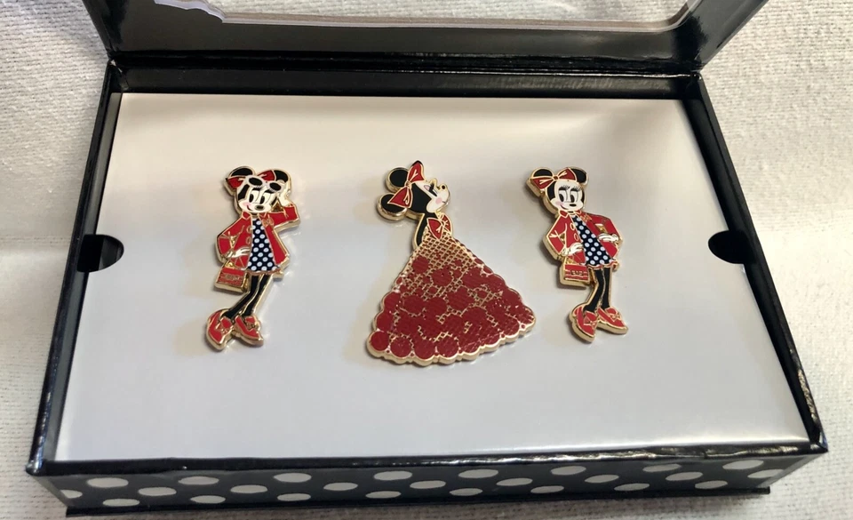 Disney Store Minnie Mouse Signature Boxed Pin Set 3 Pins D23 Expo 2017 LE 500 - Image 2 of 4