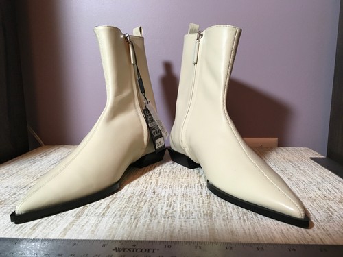 NWT Massimo Dutti LIMITED EDITION Women's Leather Ankle Boots Cream Size 6.5 - Picture 3 of 15