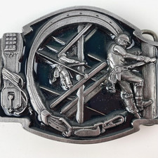 VINTAGE SISKIYOU TELEPHONE BELT BUCKLE Linesman 1988 Phone Electrical USA Gift