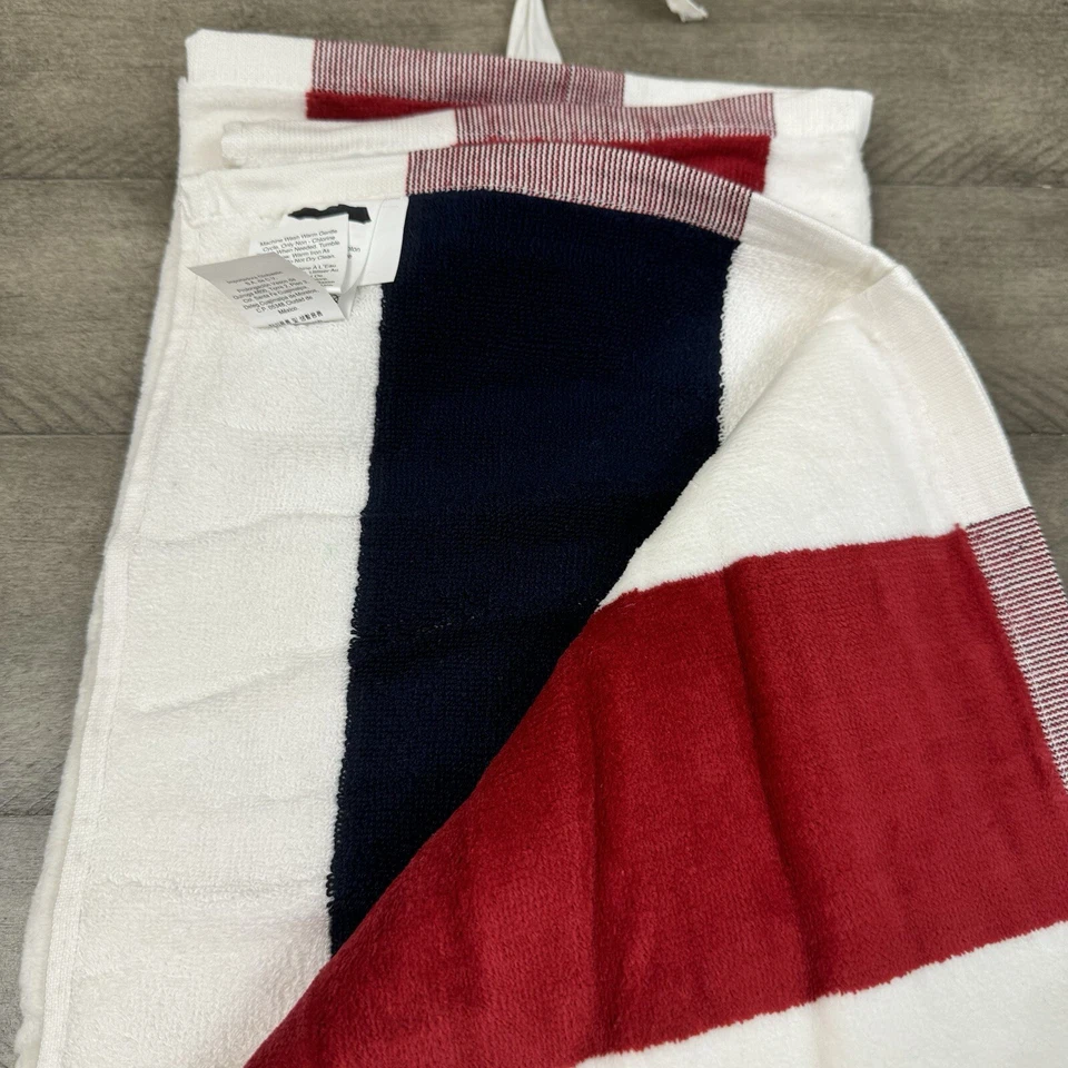 Toldo reversible Pottery Barn a rayas toalla de piscina para niños rojo negro 25”x50” leer OB Foto 3 de 4