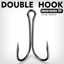 50/100pcs Fishing Double Hooks Hi-Carbon Steel Dual Frog Hook Sharp Barb Hook