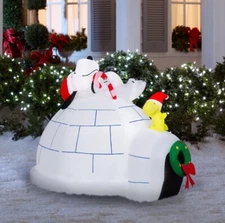 4.5' PEANUTS SNOOPY & WOODSTOCK IGLOO SCENE LIGHTED AIRBLOWN YARD INFLATABLE