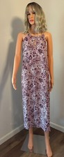 Gap Floral White, Pink,  Burgundy Midi Sundress, Keyhole Neck, Large