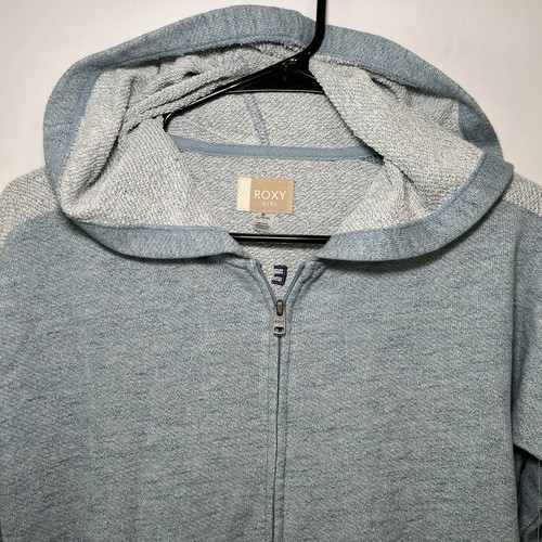 ROXY Girl Full Zip Hoodie Sweatshirt Youth Girls Size 14 XL Blue Back Graphic - Picture 3 of 10