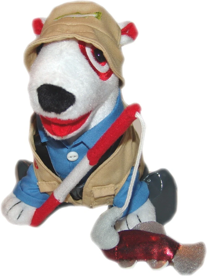 Target Dog Plush Fishing Dog Stuffed Toy Bullseye - Very Rare