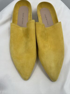 STUART WEITZMAN Women STUDIO Sunshine Yellow Suded Slip-On Pointed Toe Flat Mule