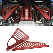 Red Aluminum Engine Cover Engine Bay Panel Trim Cover For Corvette C8 2020-2023