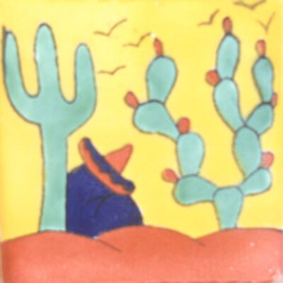 C#108) MEXICAN TILES CERAMIC HAND MADE SPANISH INFLUENCE TALAVERA MOSAIC ART