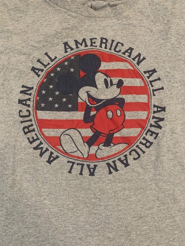 Disney Boys Size L All American Mickey Mouse Gray Short Sleeve T-Shirt - Picture 3 of 4