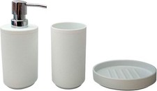 Accessori Bagno Set 3 Pezzi in Ceramica Dispenser Porta Sapone Bicchiere Colori