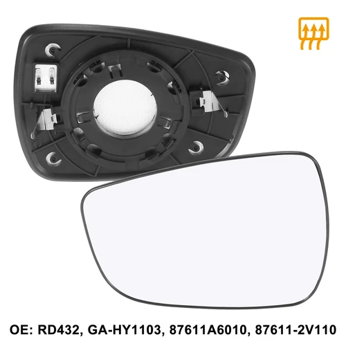 Left Driver Side Heated Mirror Glass for Hyundai Elantra 2011-2013 With Backing