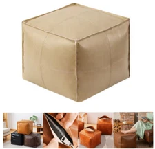 Stuffable Cushion Bag Unstuffed Pouf Ottomans PU Leather 16" Cushion Storage Bag