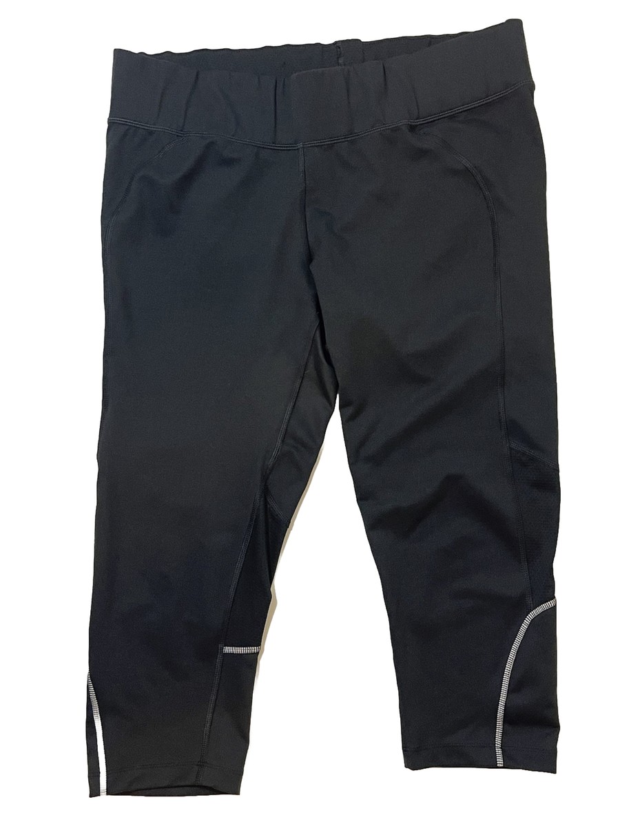 REI Black Running Tight Compression Leggings Crop Reflective L Hiking  Camping