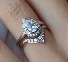 2.00 Ct Round Cut Simulated Bridal Band Wedding Ring 14kWhite Gold Plated