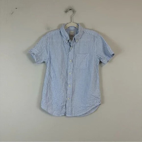 Crew Cuts Blue and White Striped Short Sleeve Button Down Size 10