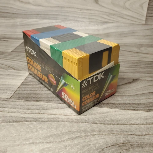 TDK 50 Pack Color High Density 3.5" HD 1.44MB Floppy Disks Formatted NEW SEALED
