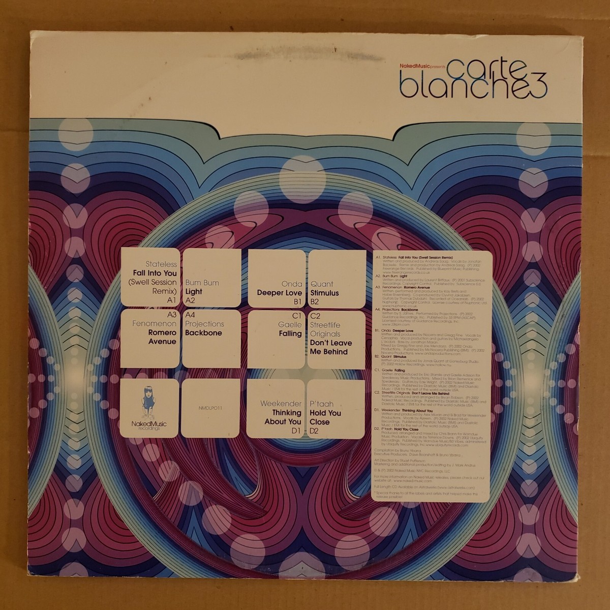 RARE! Carte Blanche 3 (p)&(c)2002 Double 2xLP Vinyl Record VG+/EX 