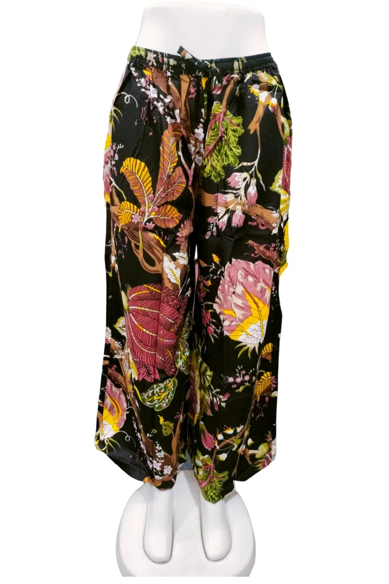 Black floral palazzo pants 2025