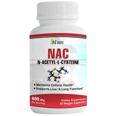 N'More N-Acetyl-Cysteine (NAC) 600 mg 60 Veggie Capsules Immune System Function 