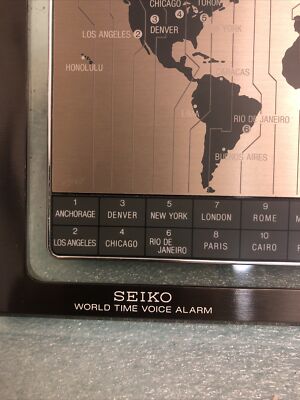 SEIKO World Time Voice Alarm Retro Desk Clock 20 Countries