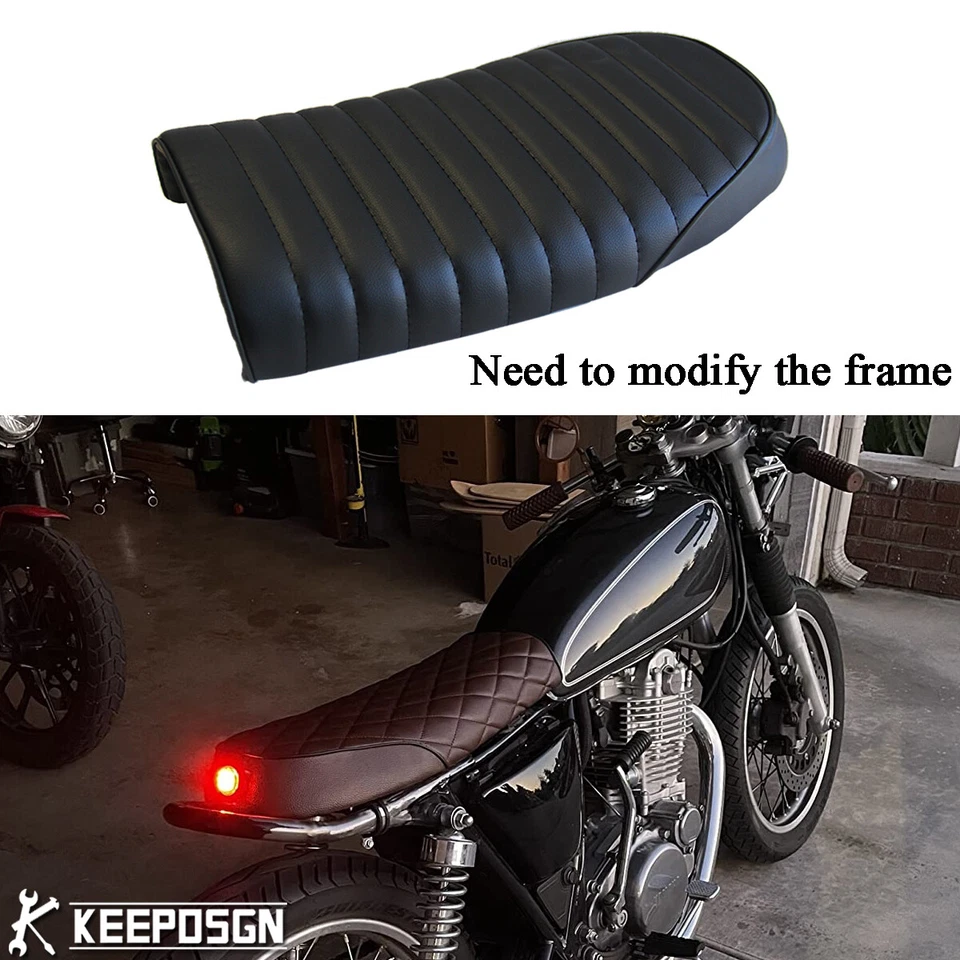 Motorcycle PU Cafe Racer Seat Flat Driver Seat Saddle Refit For Honda XL 100 125 - Image 2 of 4