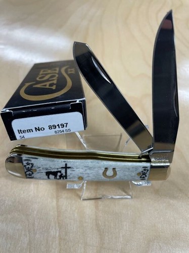 Case XX #W89197 Kneeling Cowboy Smooth Natural Bone Trapper 6254 SS