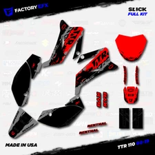 Gray & Red Slick Racing Graphics fits 2008-2025 YAMAHA TTR110 TTR 110 08-25 
