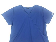 Scrub Top Size M Blue Cherokee Workwear Pockets V-Neck Health Nurse Uniform Job