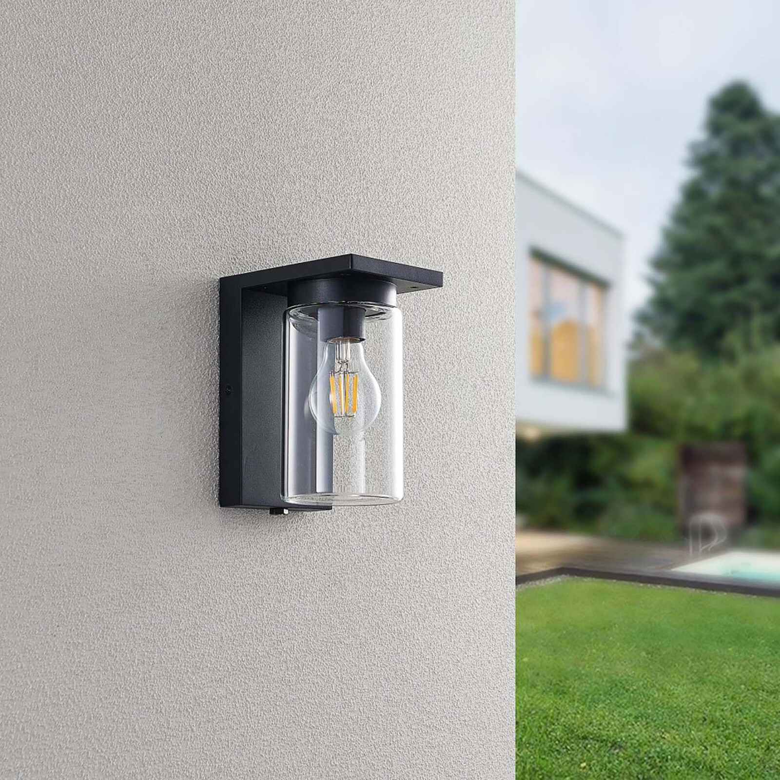 Applique Esterno LED TR456 Nero Moderno con Sensore Crepuscolare Balcone