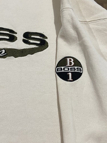 Vintage 90s Men’s Boss Sweatshirt Size XL Embroidered Spell Out Distressed - Picture 7 of 9